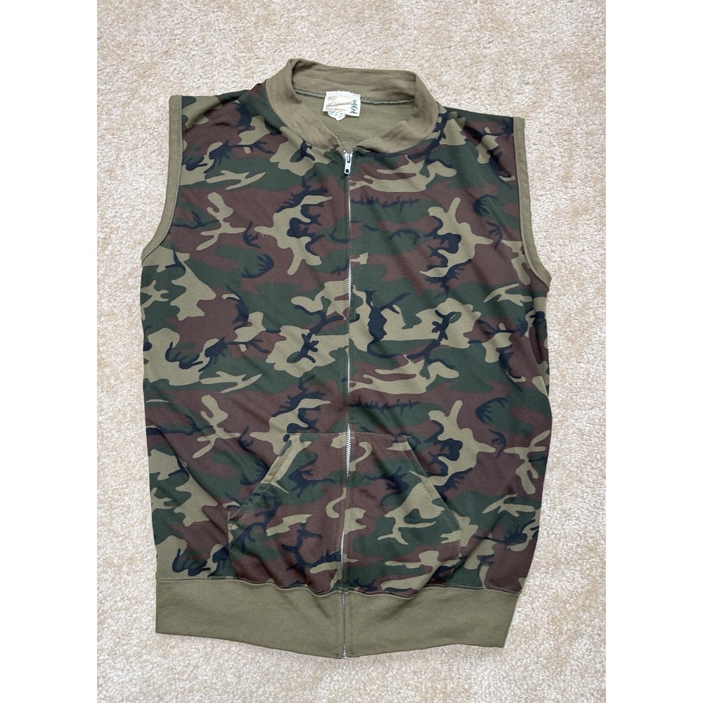 Sears Fieldmaster Camo Sleeveless Men's XL Full Zip Vintage